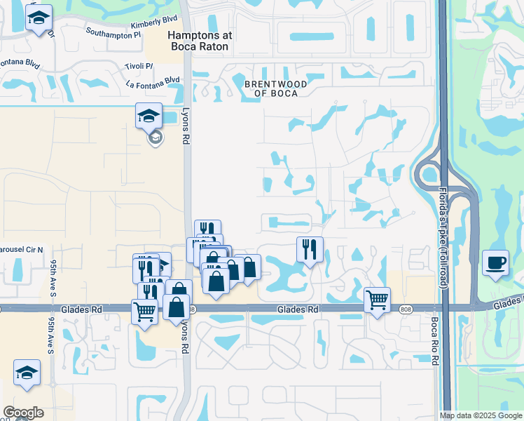 map of restaurants, bars, coffee shops, grocery stores, and more near 8620 Eagle Run Drive in Boca Raton