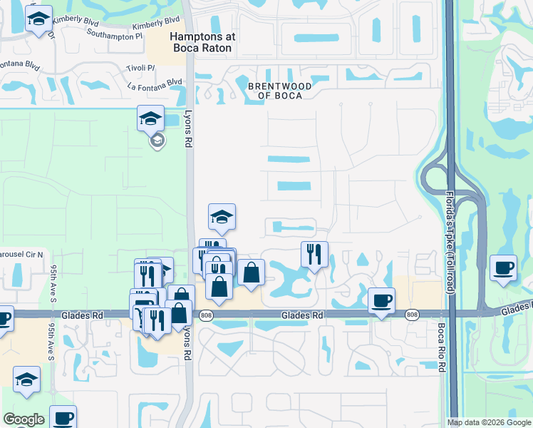 map of restaurants, bars, coffee shops, grocery stores, and more near 8620 Eagle Run Drive in Boca Raton