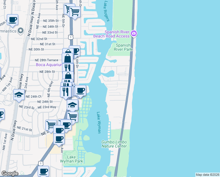 map of restaurants, bars, coffee shops, grocery stores, and more near 925 Lake Wyman Road in Boca Raton