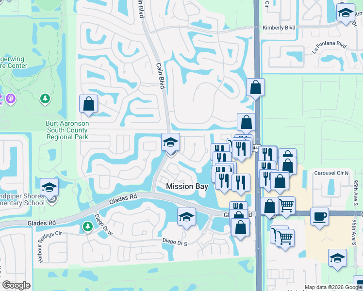 map of restaurants, bars, coffee shops, grocery stores, and more near 20335 Tierra Del Sol Court in Boca Raton