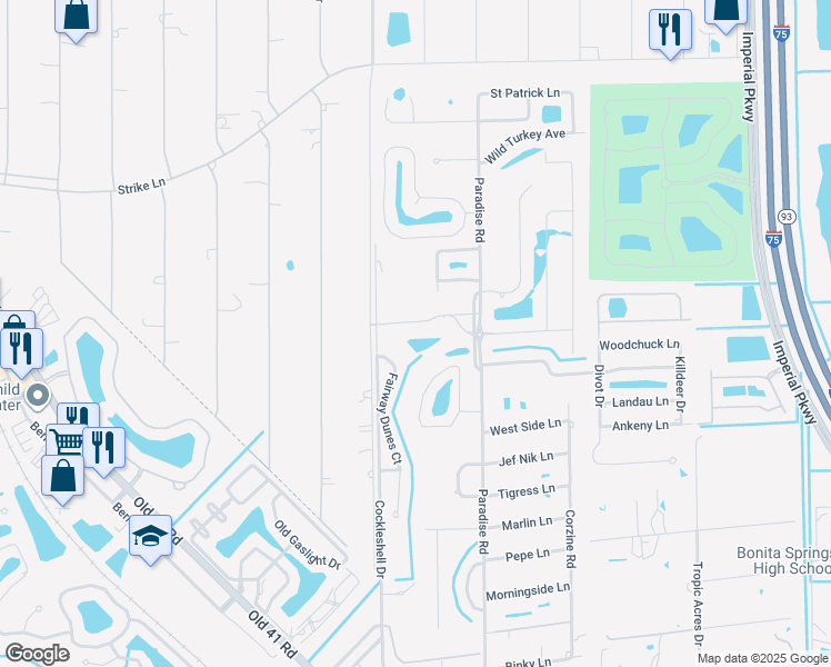 map of restaurants, bars, coffee shops, grocery stores, and more near 10020 Maddox Lane in Bonita Springs