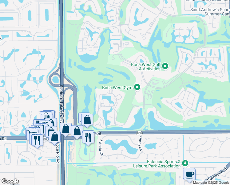 map of restaurants, bars, coffee shops, grocery stores, and more near 2288 Bridgewood Drive in Boca Raton