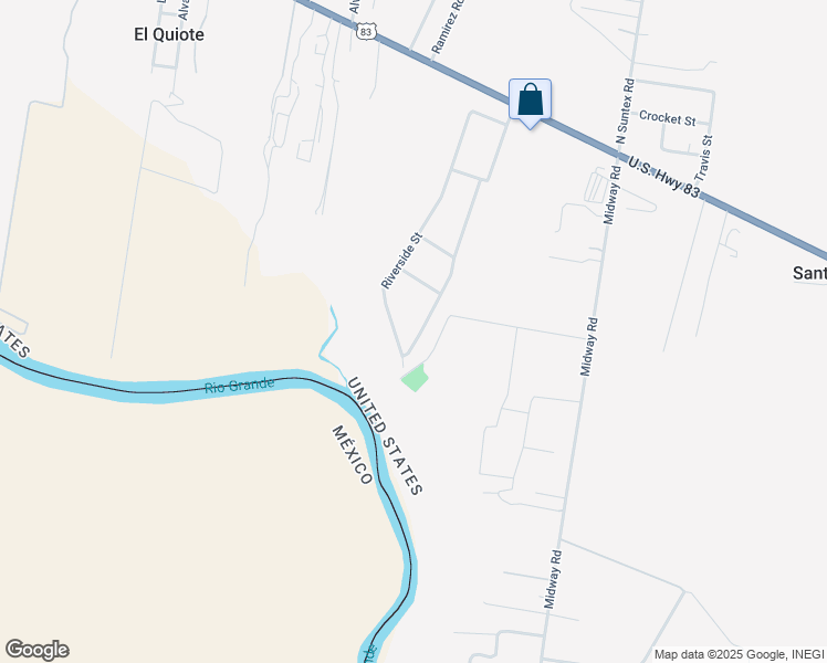 map of restaurants, bars, coffee shops, grocery stores, and more near 1054 River Bend Street in Rio Grande City