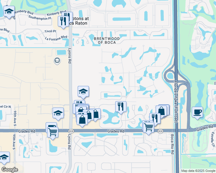map of restaurants, bars, coffee shops, grocery stores, and more near 8590 Eagle Run Dr in Boca Raton
