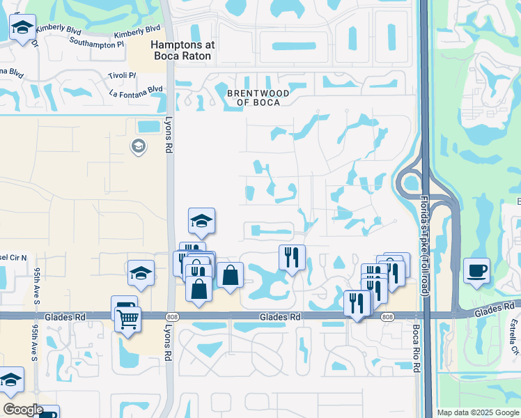 map of restaurants, bars, coffee shops, grocery stores, and more near 8590 Eagle Run Dr in Boca Raton
