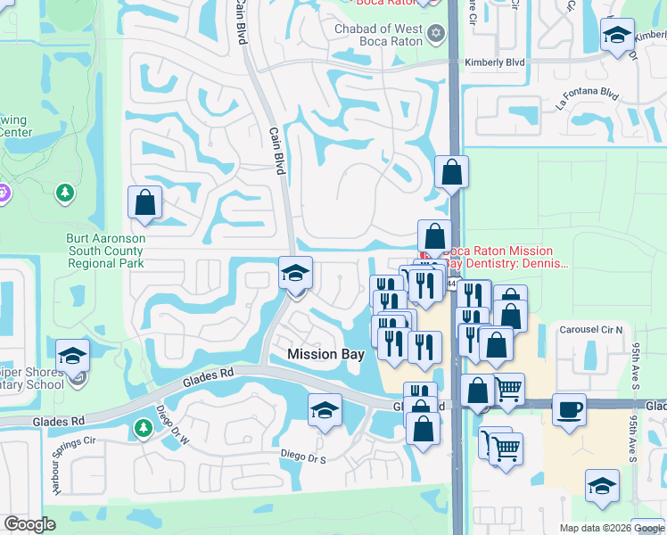 map of restaurants, bars, coffee shops, grocery stores, and more near 10421 Buena Ventura Drive in Boca Raton