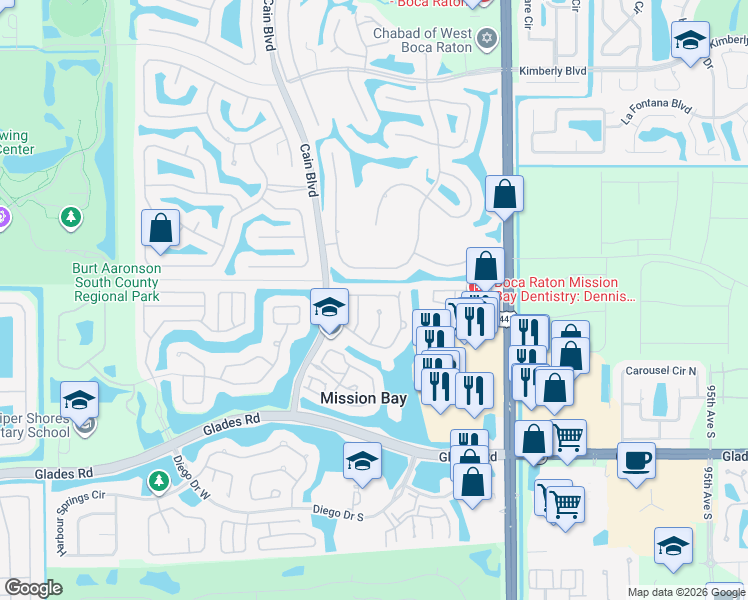 map of restaurants, bars, coffee shops, grocery stores, and more near 10421 Buena Ventura Drive in Boca Raton