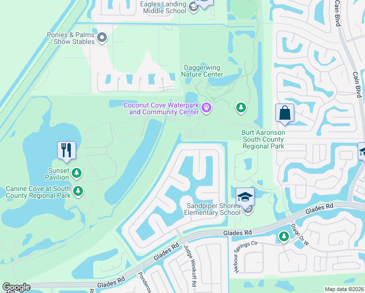 map of restaurants, bars, coffee shops, grocery stores, and more near 11846 Island Lakes Lane in Boca Raton