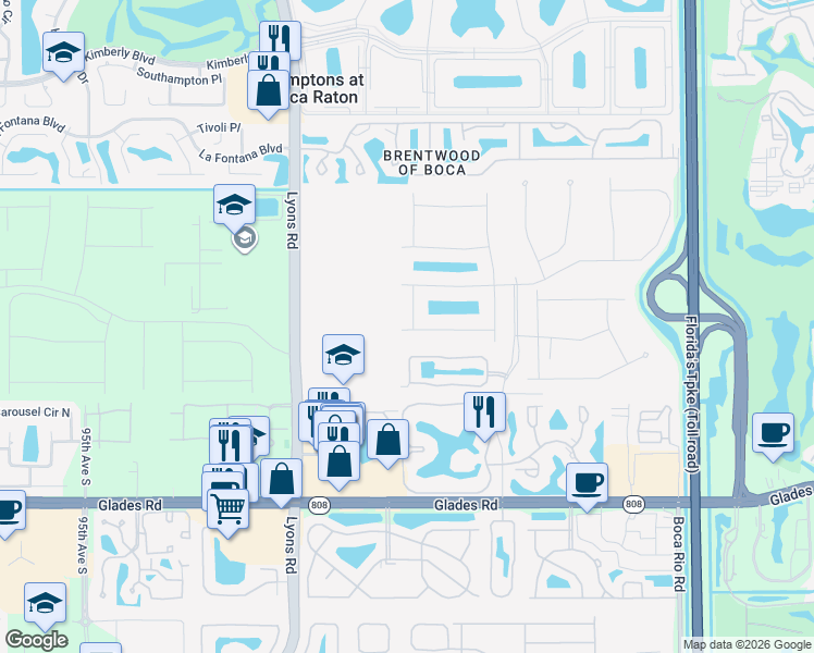 map of restaurants, bars, coffee shops, grocery stores, and more near 8620 Eagle Run Drive in Boca Raton