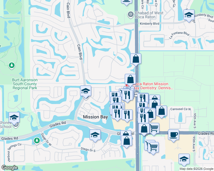 map of restaurants, bars, coffee shops, grocery stores, and more near 10394 Buena Ventura Drive in Boca Raton