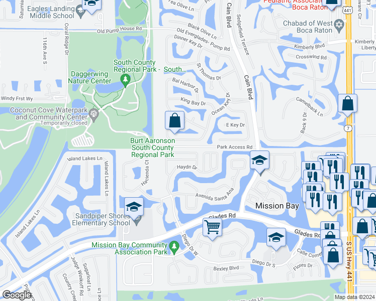 map of restaurants, bars, coffee shops, grocery stores, and more near 10891 Ravel Court in Boca Raton
