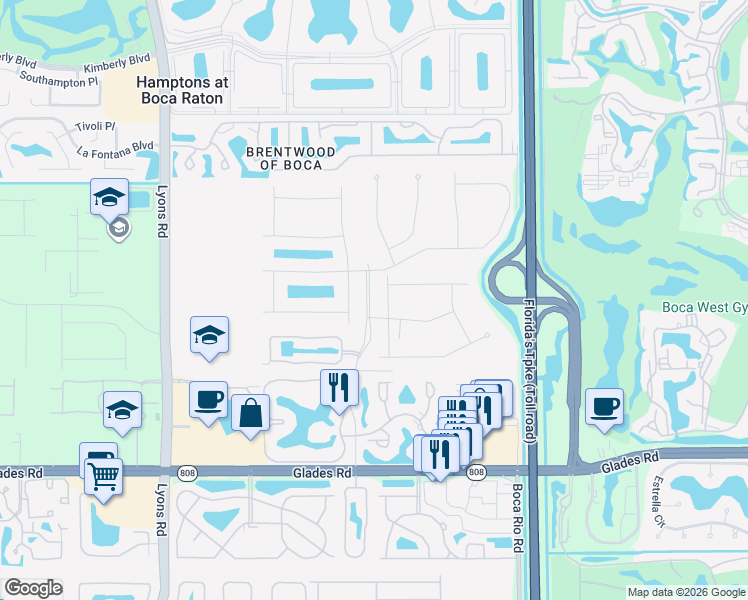 map of restaurants, bars, coffee shops, grocery stores, and more near 8111 Golf Course Road in Boca Raton
