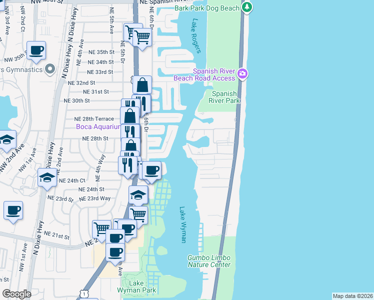 map of restaurants, bars, coffee shops, grocery stores, and more near 923 Sweetwater Lane in Boca Raton
