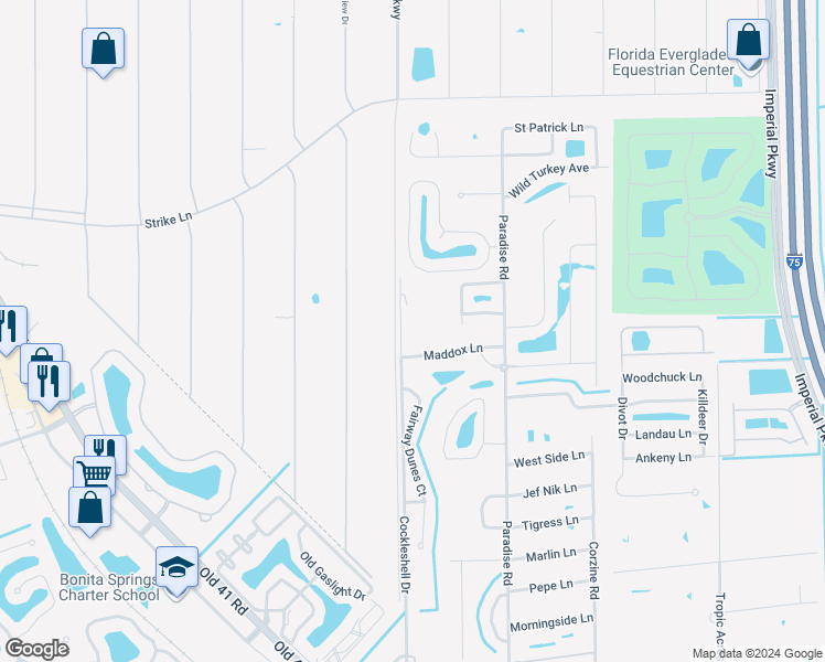 map of restaurants, bars, coffee shops, grocery stores, and more near 10041 Maddox Lane in Bonita Springs