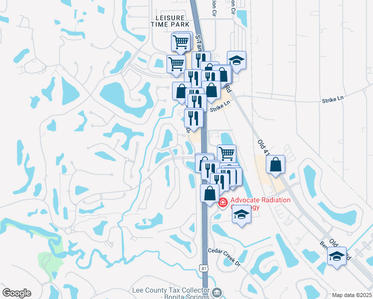 map of restaurants, bars, coffee shops, grocery stores, and more near in Bonita Springs