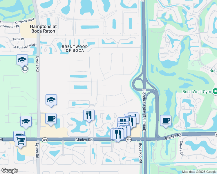 map of restaurants, bars, coffee shops, grocery stores, and more near 8198 Golf Course Rd in Boca Raton