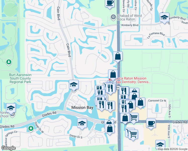 map of restaurants, bars, coffee shops, grocery stores, and more near 10394 Buena Ventura Drive in Boca Raton