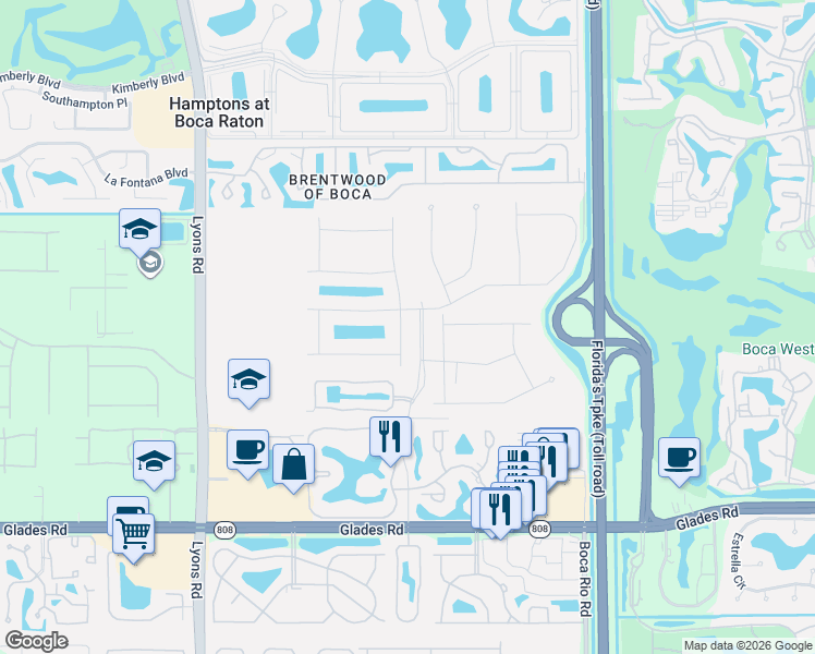 map of restaurants, bars, coffee shops, grocery stores, and more near 8111 Golf Course Road in Boca Raton