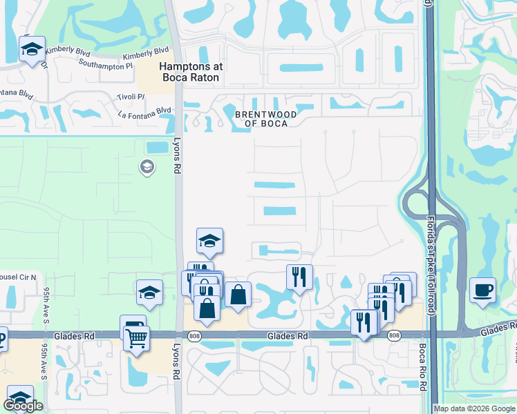 map of restaurants, bars, coffee shops, grocery stores, and more near 8590 Eagle Run Dr in Boca Raton