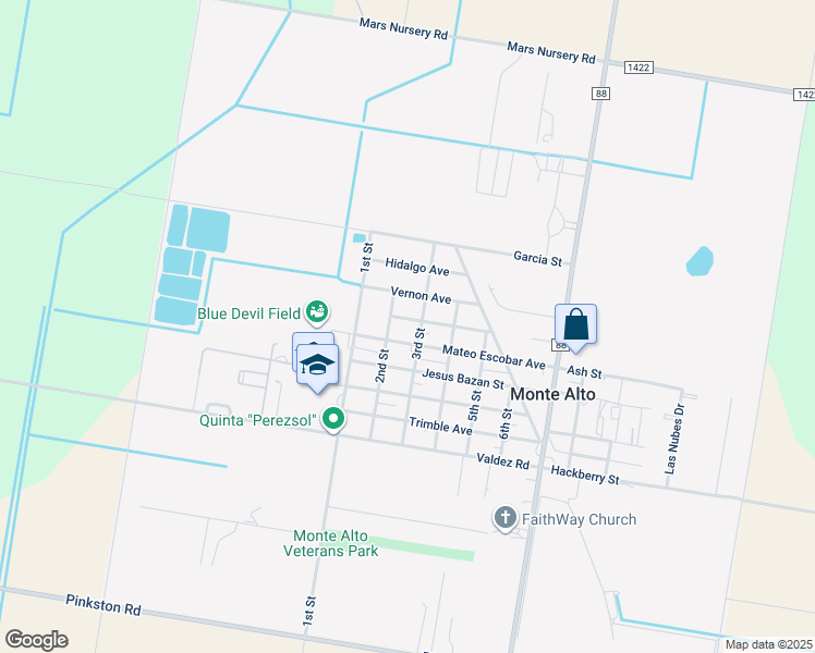 map of restaurants, bars, coffee shops, grocery stores, and more near 8352 Mateo Escobar Street in Monte Alto