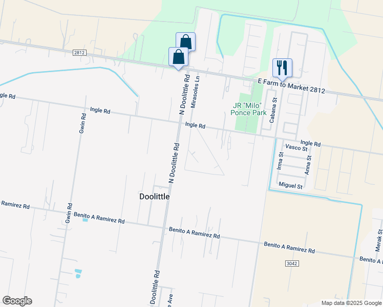 map of restaurants, bars, coffee shops, grocery stores, and more near 7528 North Doolittle Road in Edinburg