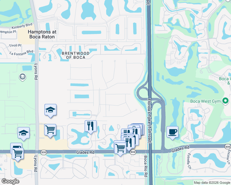 map of restaurants, bars, coffee shops, grocery stores, and more near 8198 Golf Course Road in Boca Raton