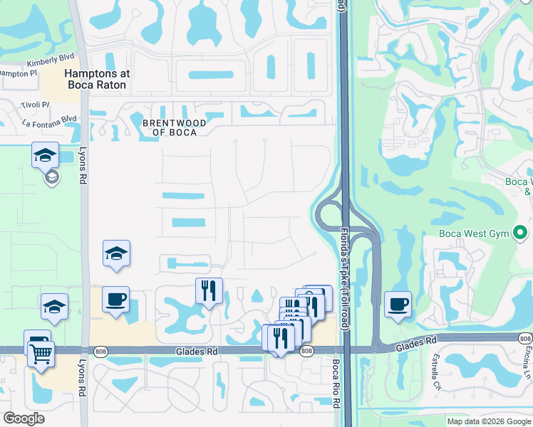 map of restaurants, bars, coffee shops, grocery stores, and more near 8198 Golf Course Road in Boca Raton