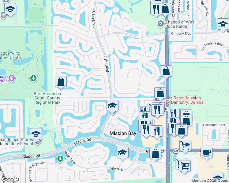 map of restaurants, bars, coffee shops, grocery stores, and more near 20124 Back 9 Drive in Boca Raton