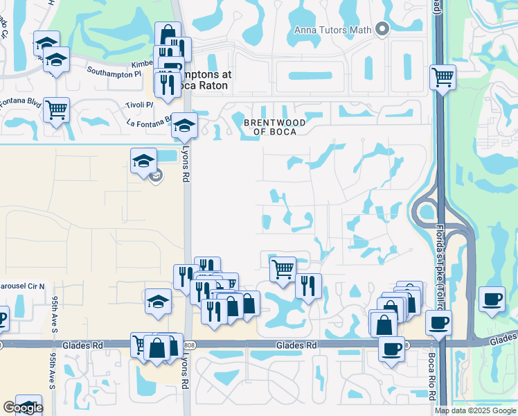 map of restaurants, bars, coffee shops, grocery stores, and more near 8620 Eagle Run Dr in Boca Raton