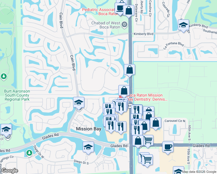 map of restaurants, bars, coffee shops, grocery stores, and more near 10221 Harbourtown Court in Boca Raton