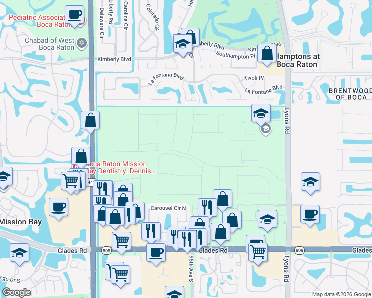 map of restaurants, bars, coffee shops, grocery stores, and more near 9578 Triton Court in Boca Raton