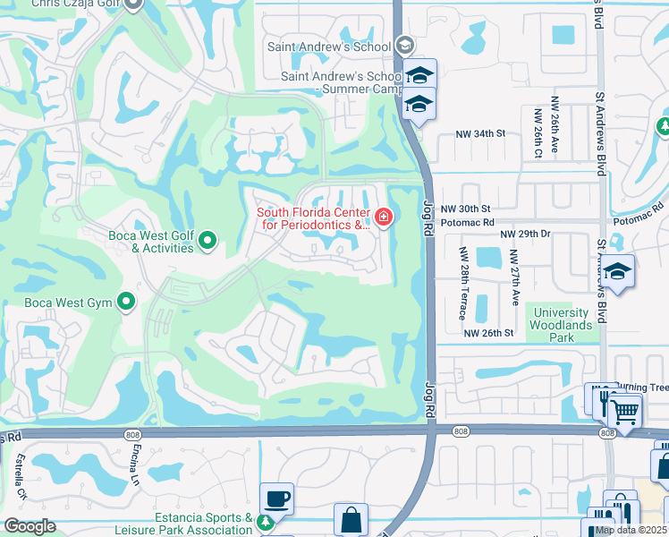 map of restaurants, bars, coffee shops, grocery stores, and more near 6875 Willow Wood Drive in Boca Raton