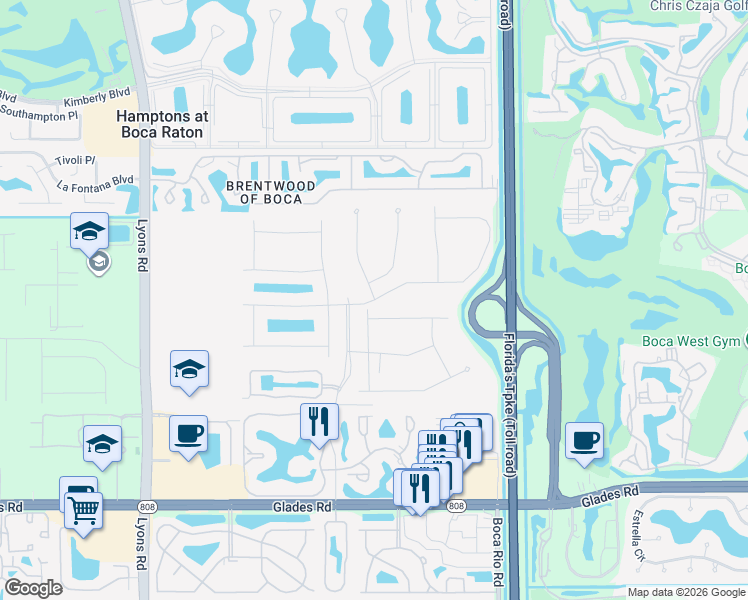 map of restaurants, bars, coffee shops, grocery stores, and more near 8198 Golf Course Road in Boca Raton