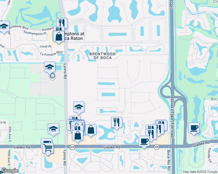 map of restaurants, bars, coffee shops, grocery stores, and more near 8590 Eagle Run Dr in Boca Raton