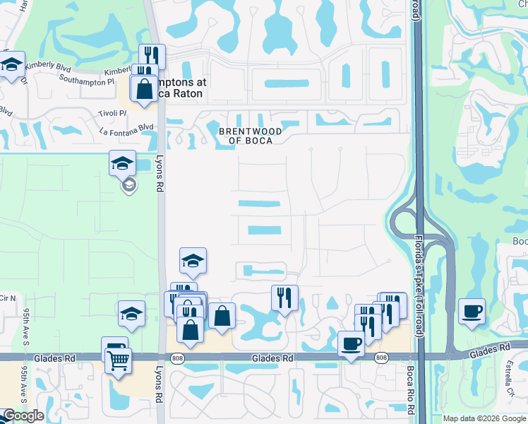 map of restaurants, bars, coffee shops, grocery stores, and more near 8590 Eagle Run Dr in Boca Raton