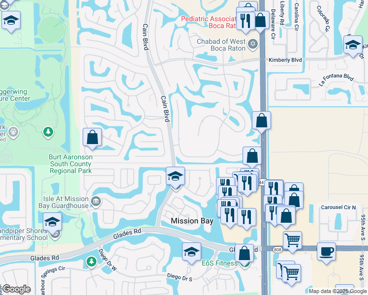 map of restaurants, bars, coffee shops, grocery stores, and more near 20124 Back 9 Drive in Boca Raton