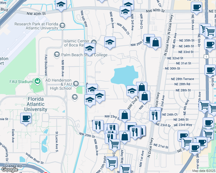 map of restaurants, bars, coffee shops, grocery stores, and more near 403 Buttonwood Place in Boca Raton