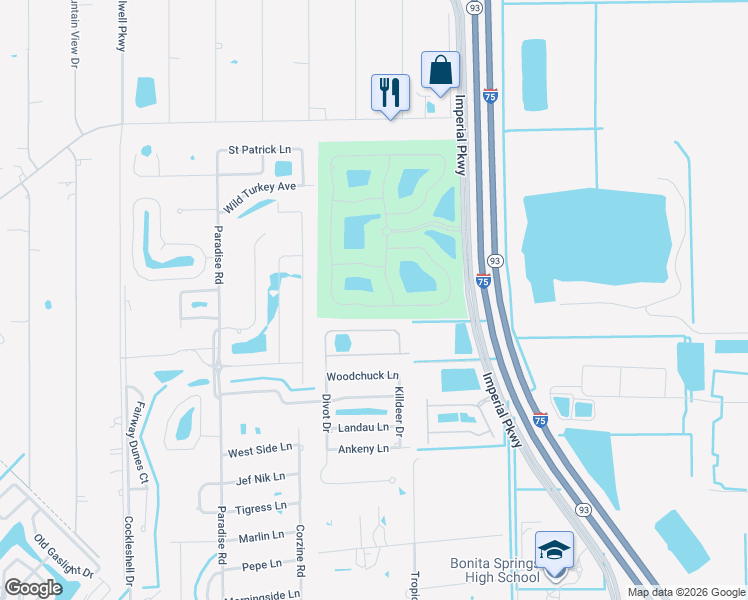 map of restaurants, bars, coffee shops, grocery stores, and more near 23331 Sanabria Loop in Bonita Springs