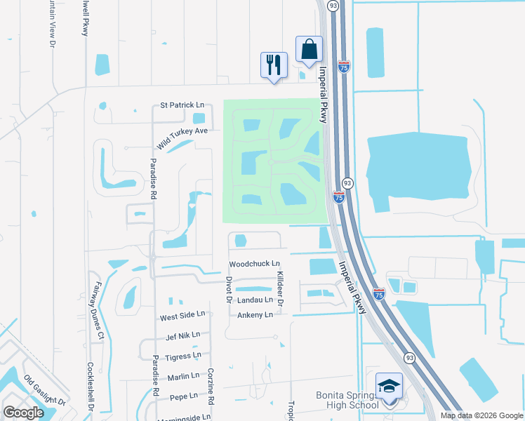 map of restaurants, bars, coffee shops, grocery stores, and more near 23331 Sanabria Loop in Bonita Springs