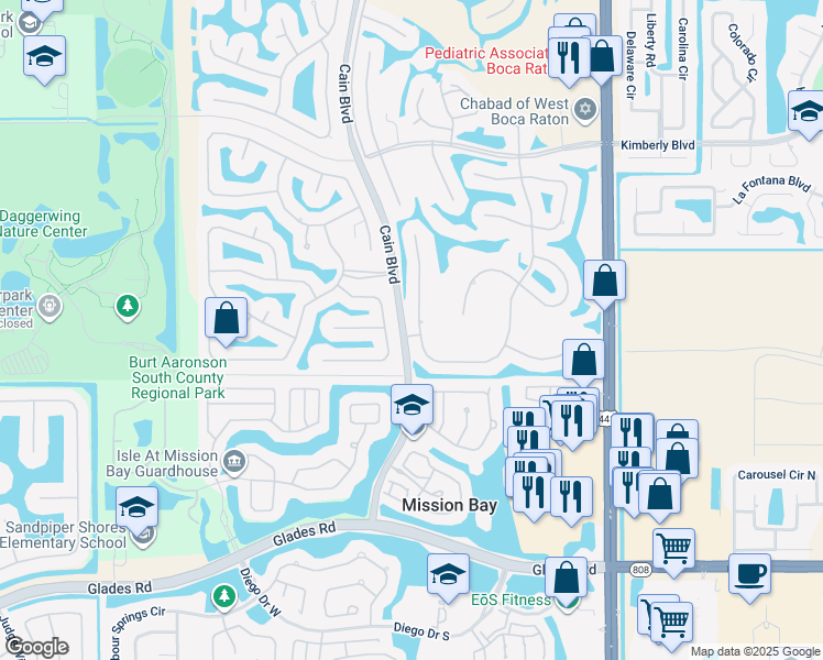 map of restaurants, bars, coffee shops, grocery stores, and more near 20124 Back 9 Drive in Boca Raton
