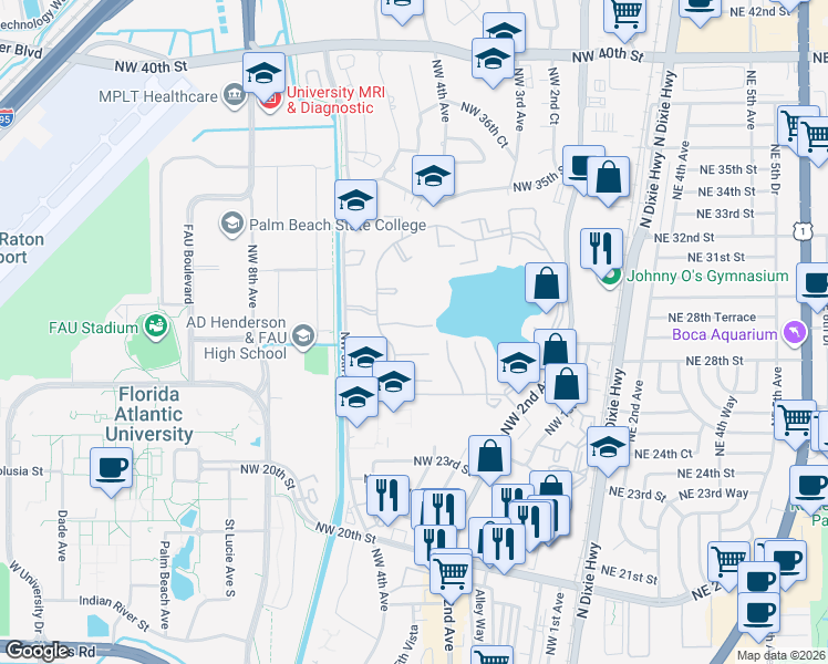 map of restaurants, bars, coffee shops, grocery stores, and more near 403 Buttonwood Place in Boca Raton