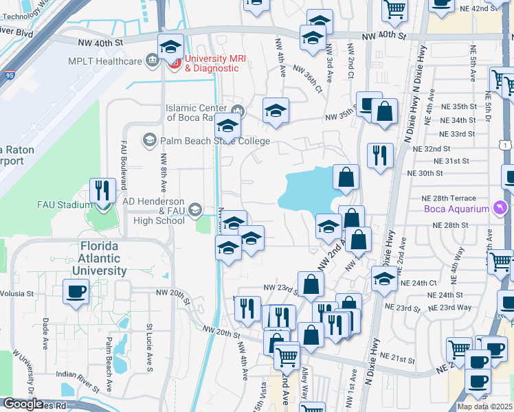 map of restaurants, bars, coffee shops, grocery stores, and more near 452 Ashwood Place in Boca Raton