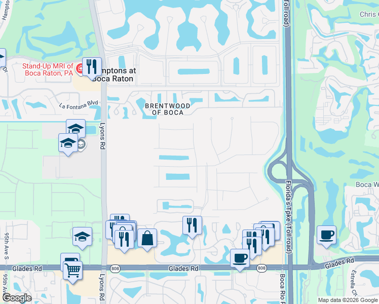 map of restaurants, bars, coffee shops, grocery stores, and more near 8111 Golf Course Road in Boca Raton