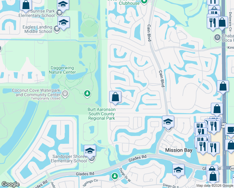 map of restaurants, bars, coffee shops, grocery stores, and more near 10986 Bal Harbor Drive in Boca Raton