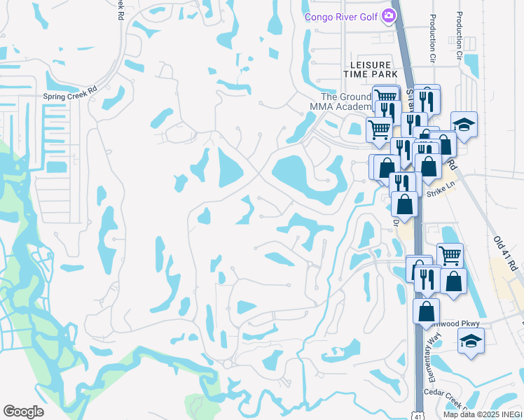 map of restaurants, bars, coffee shops, grocery stores, and more near 24880 Wax Myrtle Drive in Bonita Springs