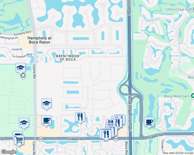 map of restaurants, bars, coffee shops, grocery stores, and more near 8111 Golf Course Road in Boca Raton