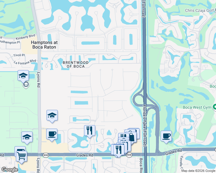 map of restaurants, bars, coffee shops, grocery stores, and more near 8111 Golf Course Road in Boca Raton