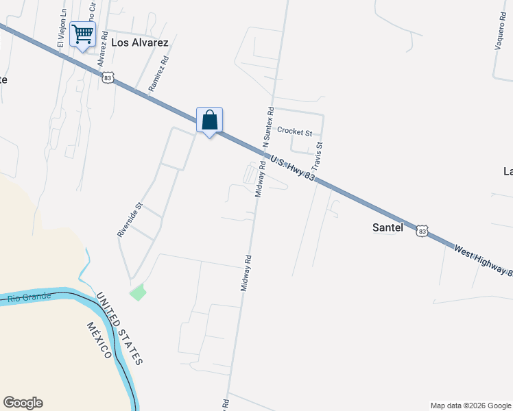 map of restaurants, bars, coffee shops, grocery stores, and more near 26 Midway Road in Rio Grande City