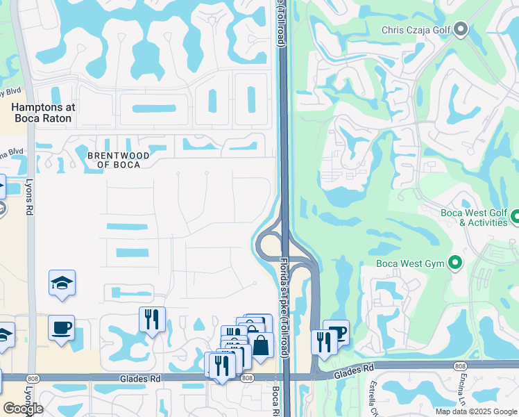 map of restaurants, bars, coffee shops, grocery stores, and more near 8215 Crystal Downs Avenue in Boca Raton