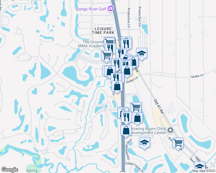 map of restaurants, bars, coffee shops, grocery stores, and more near 24870 Burnt Pine Drive in Bonita Springs